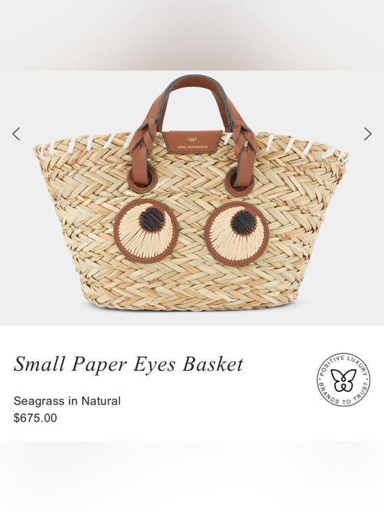 Anya Hindmarch Handbags - Anya Hindmarch Natural Woven Basket Tote with Brown Leather Handles
